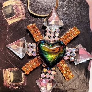 Wendy Gell Pendant Rainbow Heart Maltese Cross